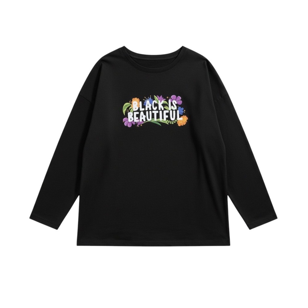 Graphic Sweatshirt Black is Beautiful  Floral XXL Pullover Casual Boho Cozy